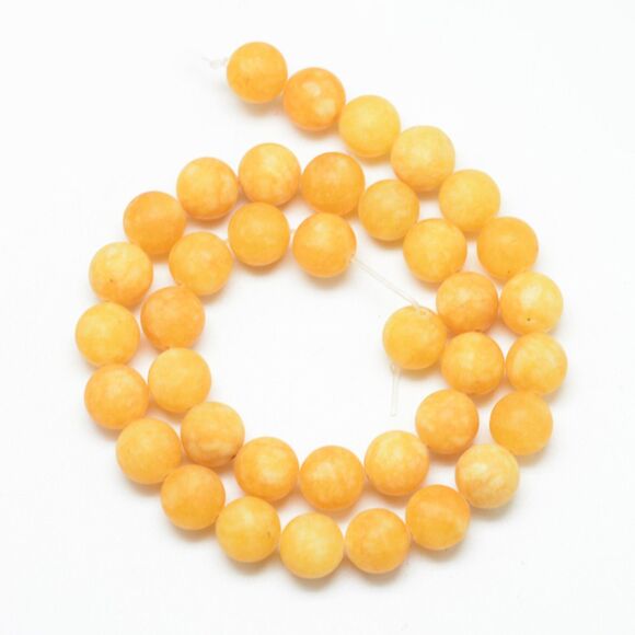 8-9MM Frosted Yellow Gold Jade Beads-ONE Gemstone Bead Strand-Jewelry Making NWT - Picture 2 of 2